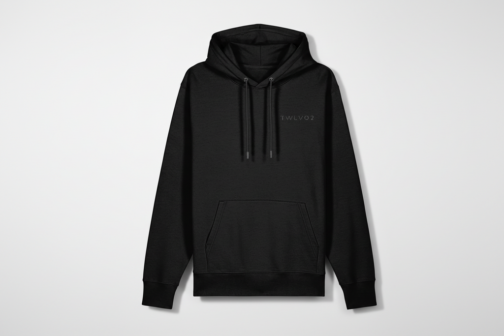 TWLV02 Cruiser 2.0 black hoodie on white background