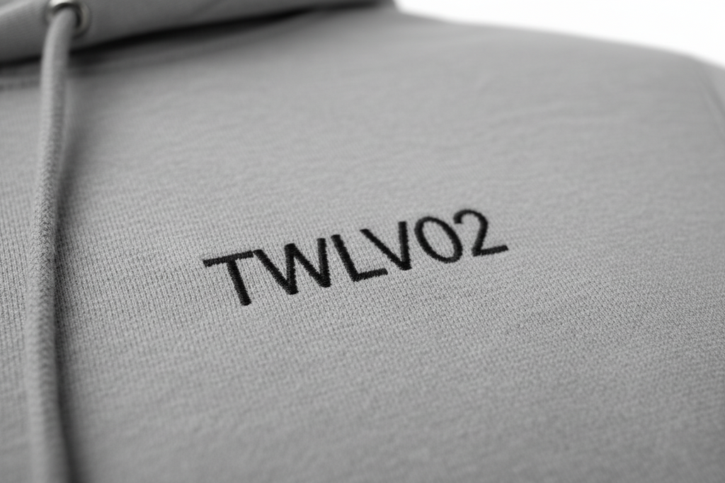 TWLV02 hoodie fabric texture and stitching detail