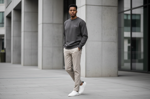 Model wearing TWLV02 heavyweight signature sweatshirt