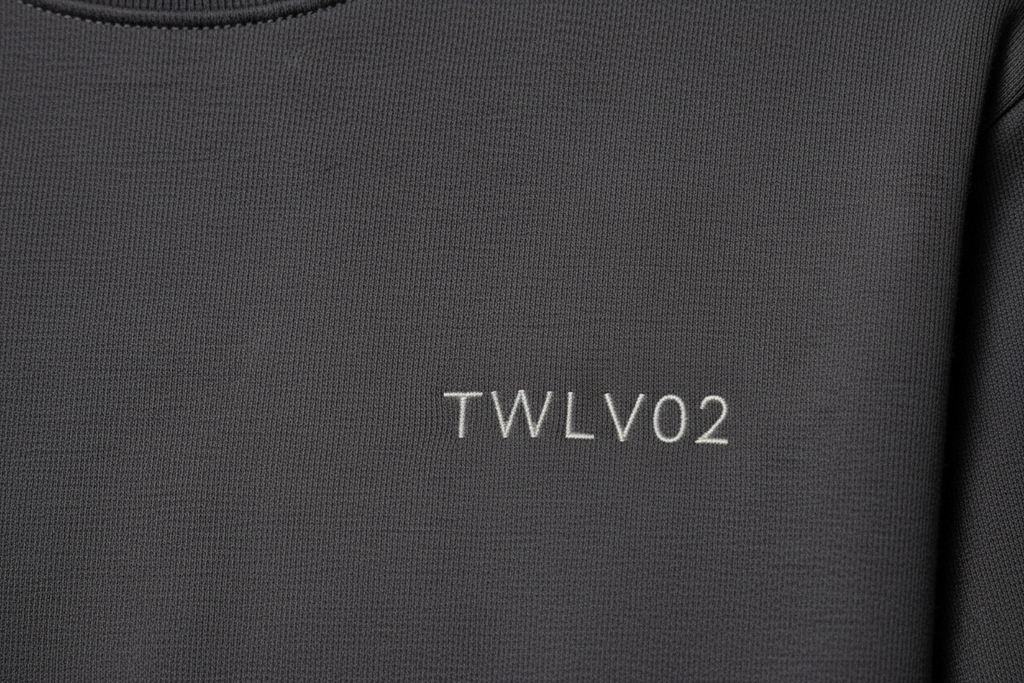 TWLV02 embroidered logo on heavyweight cotton sweatshirt