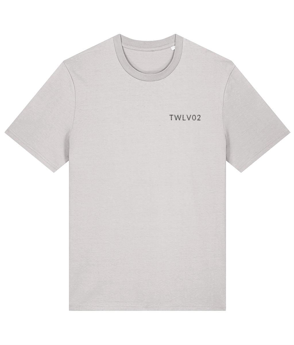 TWLV02 organic cotton t-shirt in cool heather grey with embroidered logo